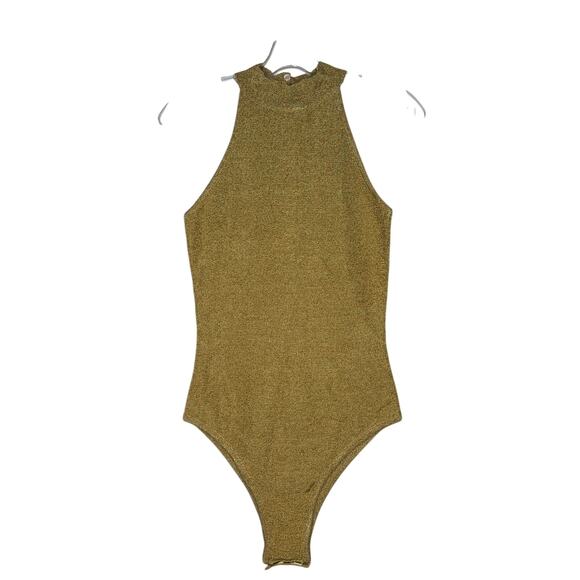 Tommy Hilfiger Zendaya X Tommy womens gold shimmer sleeveless body suit sz 4 NWT - Picture 1 of 7